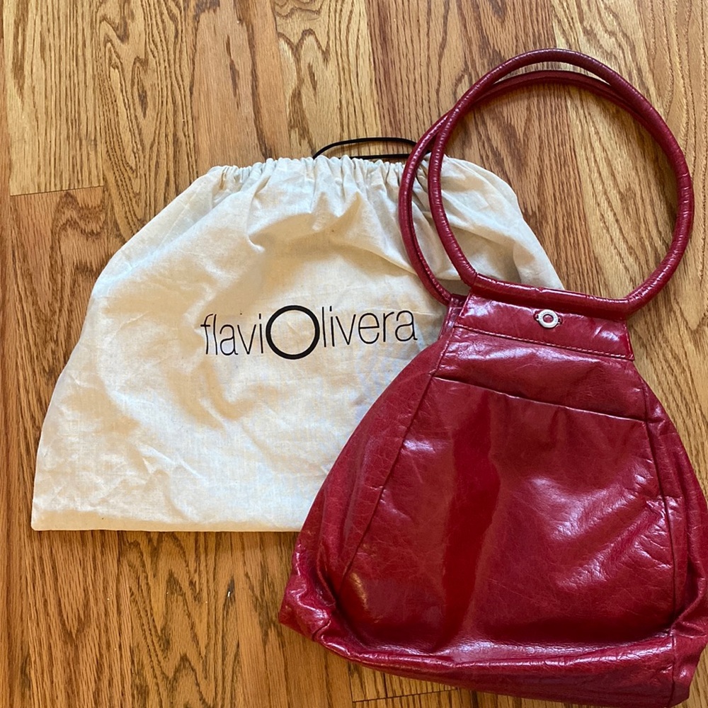 Flavi Olivera maroon leather purse